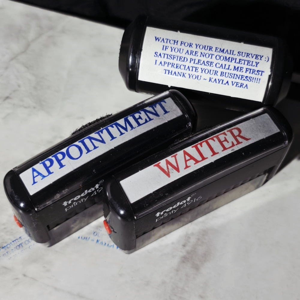 3PC Trodat Printy 4916 and ExcelMark self-inking rubber Stamp Set